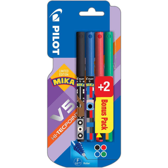 Pilot - Roller V-5 Mika, Blister mit 2+2 Stück gratis in verschiedenen Farben