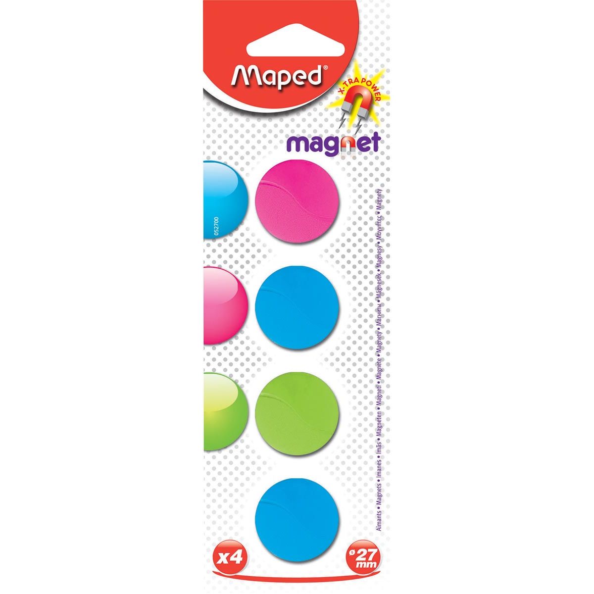 Maped Office -  magneten, 27 mm, geassorteerde kleuren, blister van 4 stuks