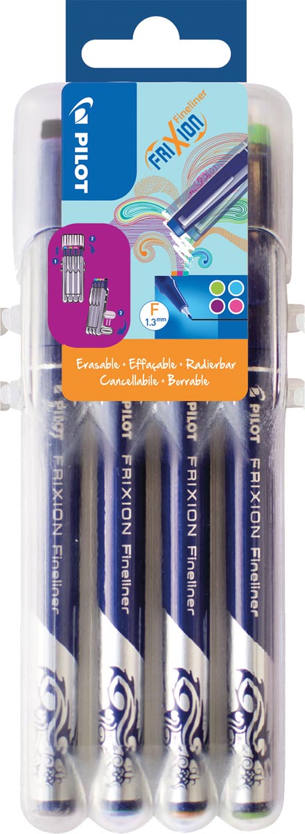 Pilot - feutre fin Frixion Fun, couleurs assorties, lot de 4 pièces