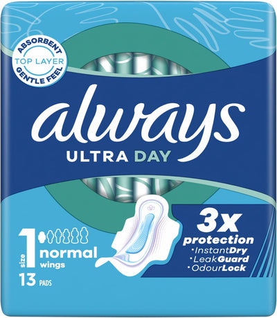 Always - Serviettes hygiéniques Ultra Day Normal, pack de 13 pièces