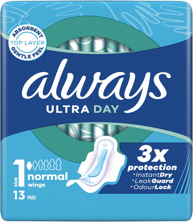 Always - Serviettes hygiéniques Ultra Day Normal, pack de 13 pièces