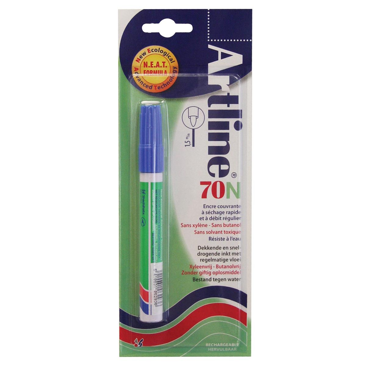 Artline -  Permanent marker 70N blauw, op blister
