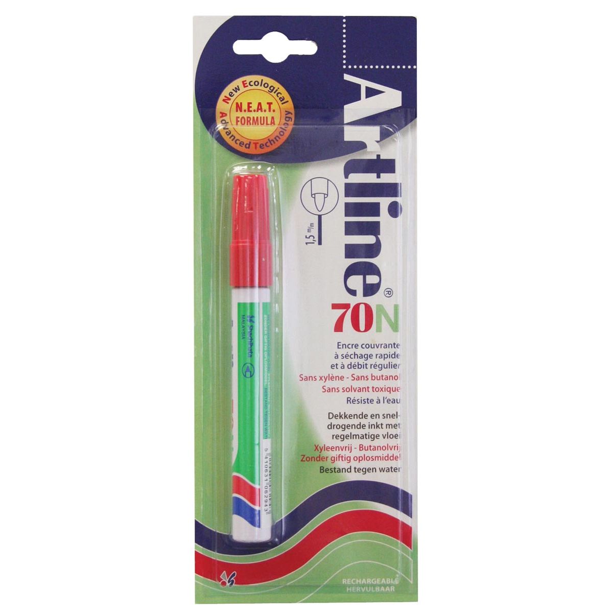 Artline - Feutre permanent 70N rouge, sur blister