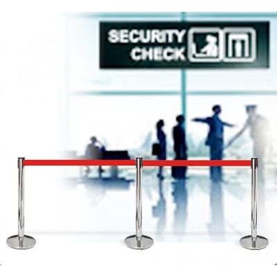 Klika -  Toegangspaal chroom met rode riem