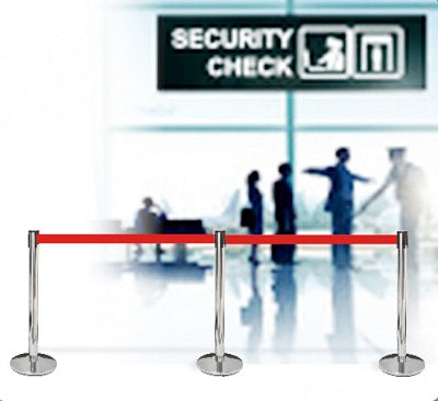 Klika -  Toegangspaal chroom met rode riem