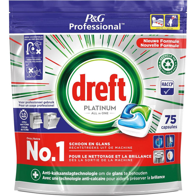 Dreft - Lave-vaisselle Middel Platinum régulier, 75 capsules