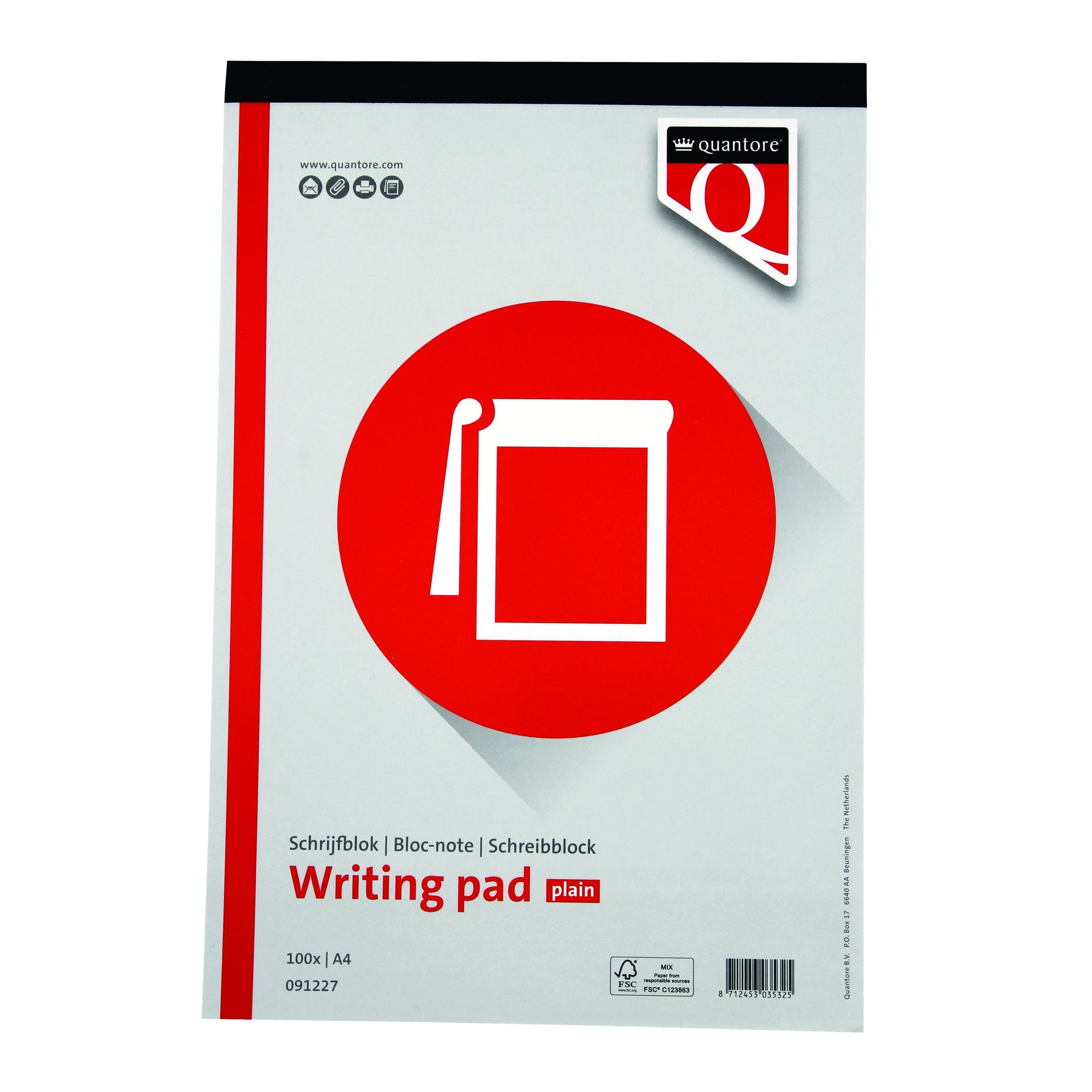 Quantore - Bloc-notes A4 vierge 100 feuilles 60gr