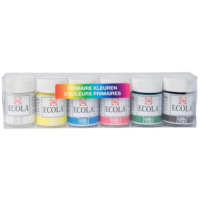 Talens -  Ecola plakkaatverf potje van 16 ml, etui met 6 potjes in geassorteerde kleuren