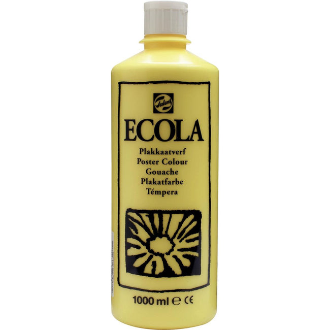 Talens -  Ecola plakkaatverf flacon van 1000 ml, citroengeel