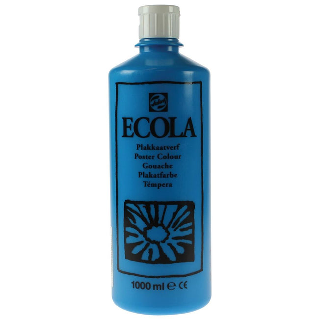 Talens -  Ecola plakkaatverf flacon van 1000 ml, lichtblauw