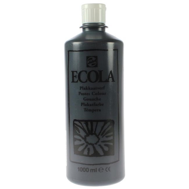 Talens -  Ecola plakkaatverf flacon van 1000 ml, zwart