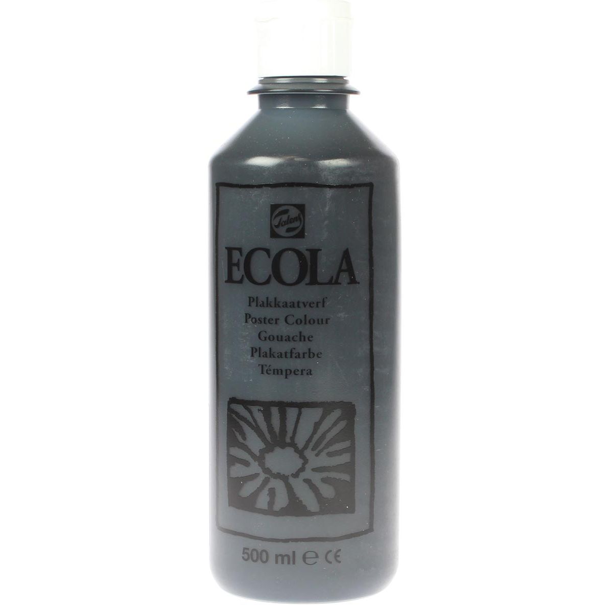 Talens -  Ecola plakkaatverf flacon van 500 ml, zwart
