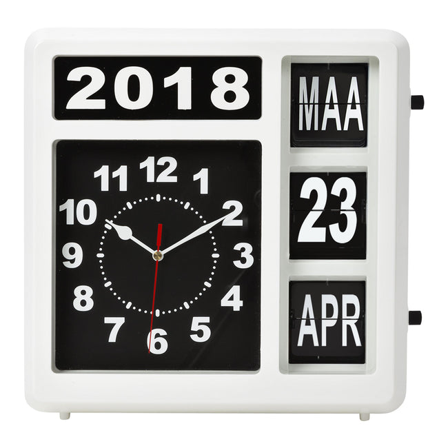 Perel -  Wandklok  flipover 31cm zwart wit