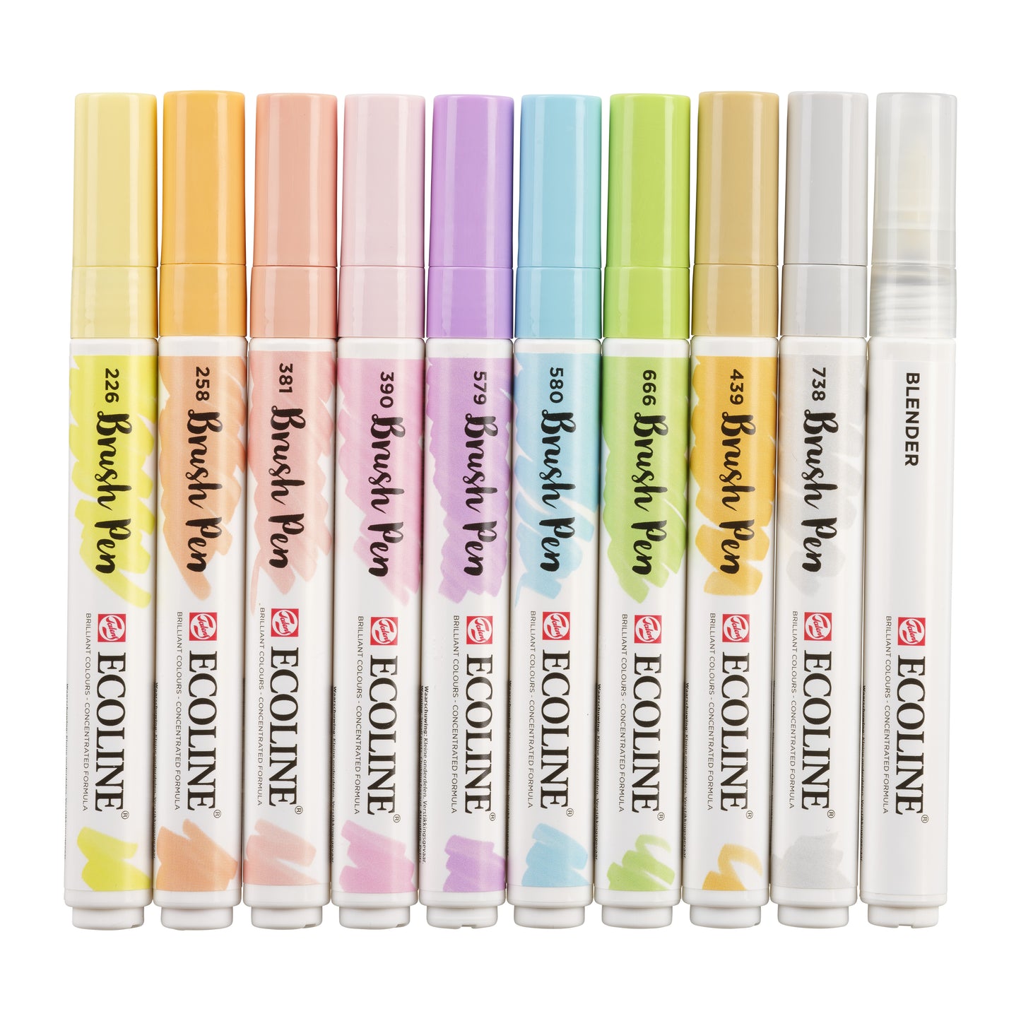 Talens - Brushpen Ecoline Set mit 10 Pastellkreiden