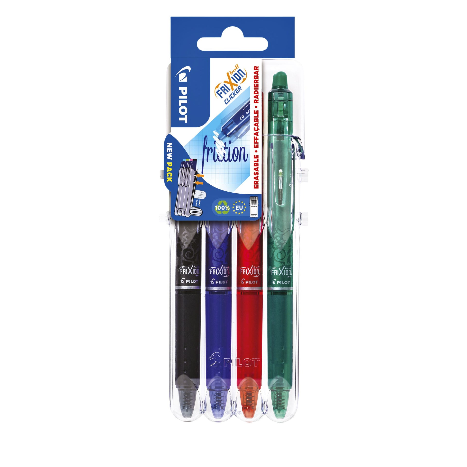 Pilot - Stylo roller friXion clicker base moyenne assorti Set2Go de 4 pièces
