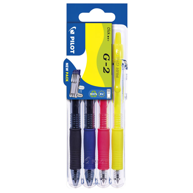 Pilot - Gel Writer Clicker Medium Neon sortiert Set2Go à 4 Stück
