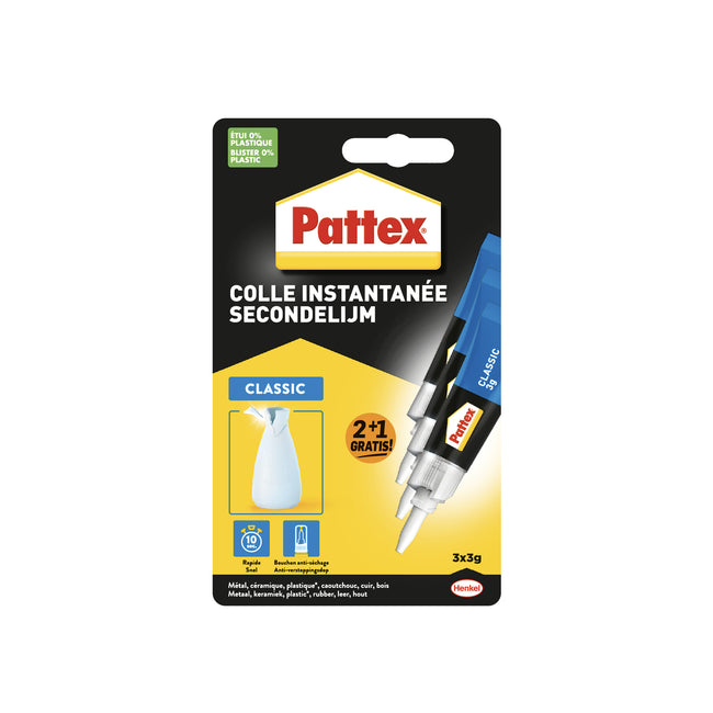 Pattex - Sekundenkleber Classic 3 Gramm Blister 2+1 gratis