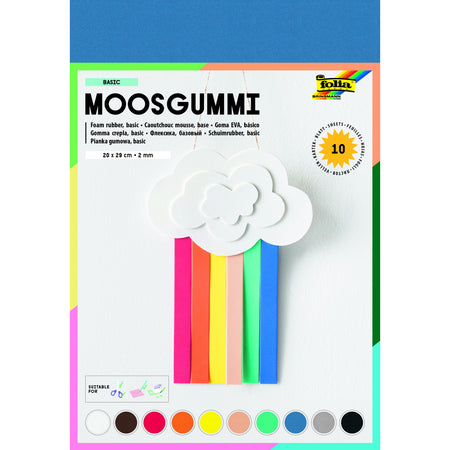 Folia Paper -  Foam folia 20x29cm basic 10 kleuren | 5 stuks