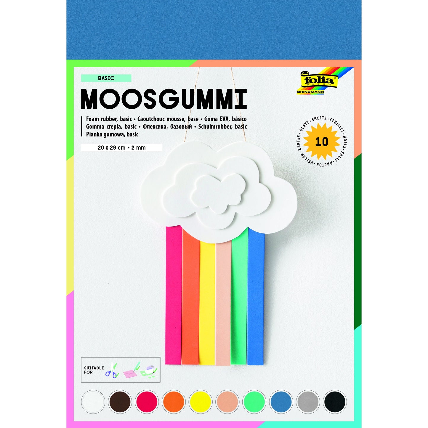 Folia - Mousse 20x29cm basique 10 couleurs