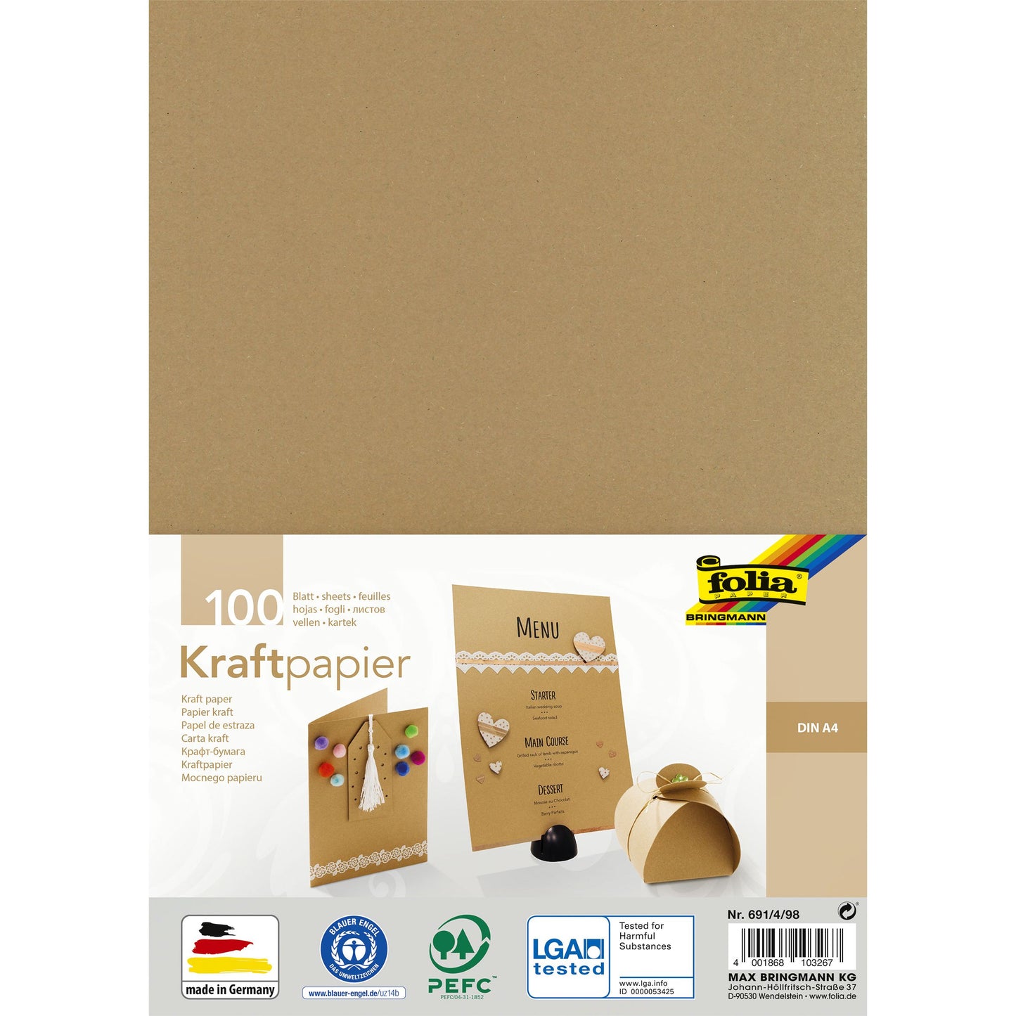 Folia Paper - Kraftpapier Folia A4 120gr 100 Blatt