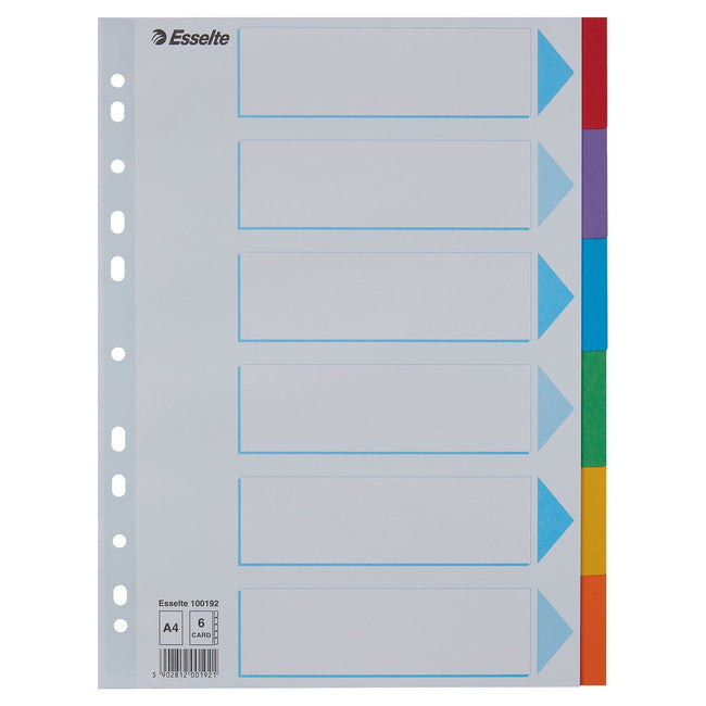 Esselte -  Tabbladen Standaard A4 6-delig karton 11-rings met voorblad assorti
