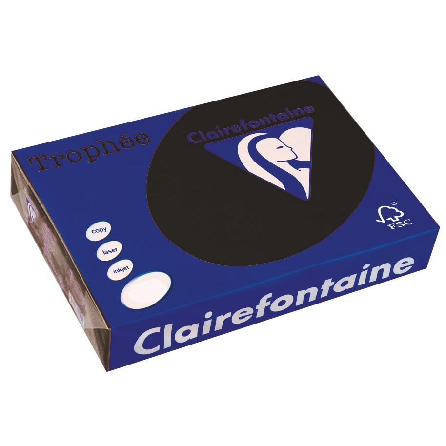 Clairefontaine - Trophée tel, papier coloré, A4, 160 g, 250 feuilles, noir