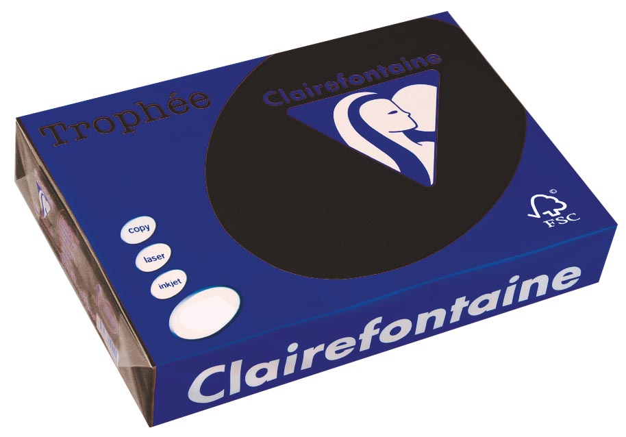 Clairefontaine - Trophée Tel, farbiges Papier, A4, 160 g, 250 Blätter, Schwarz