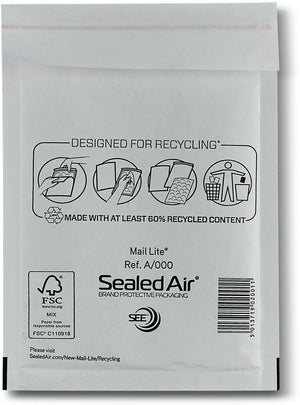 Mail Lite -   luchtkussenenveloppen, wit, A/000, 110 x 160 mm, doos van 200 stuks