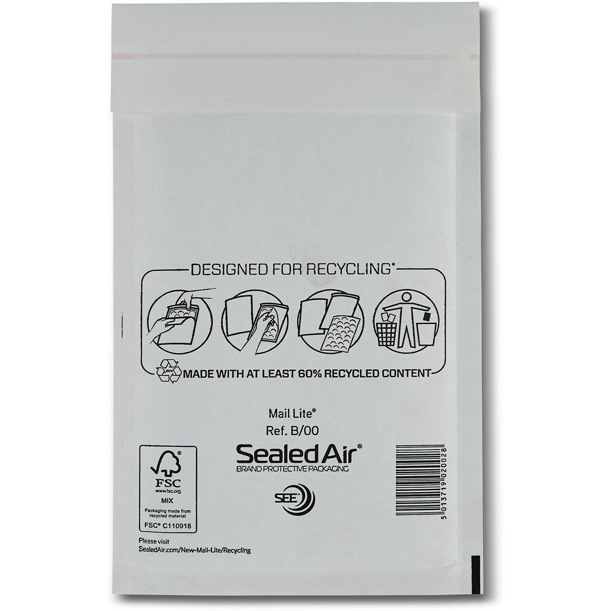 Mail Lite -   luchtkussenenveloppen, wit, B/00, 120 x 210 mm, doos van 200 stuks