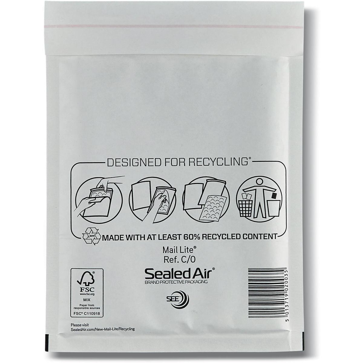 Mail Lite - enveloppes à bulles, blanches, C/0, 150 x 210 mm, boîte de 200