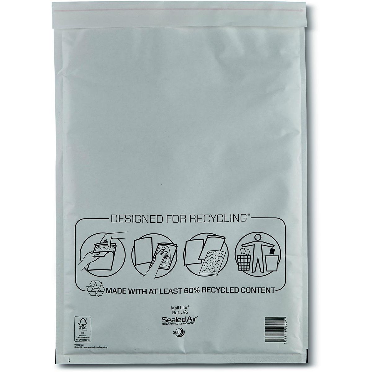 Mail Lite -   luchtkussenenveloppen, wit, J/6, 300 x 440 mm, doos van 100 stuks