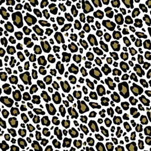 Klika -  Cadeaupapier Geschenkpapier Leopard spots gold on white ribbed 50 cm