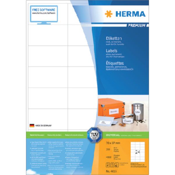 HERMA - Etiket 4615 70x37mm premium wit 4800 stuks