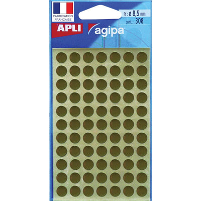 Agipa -   ronde etiketten in etui diameter 8 mm, goud, 308 stuks, 77 per blad