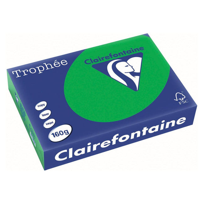 Clairefontaine - Trophée Intens, gekleurd papier, A4, 160 g, 250 vel, bijartgroen