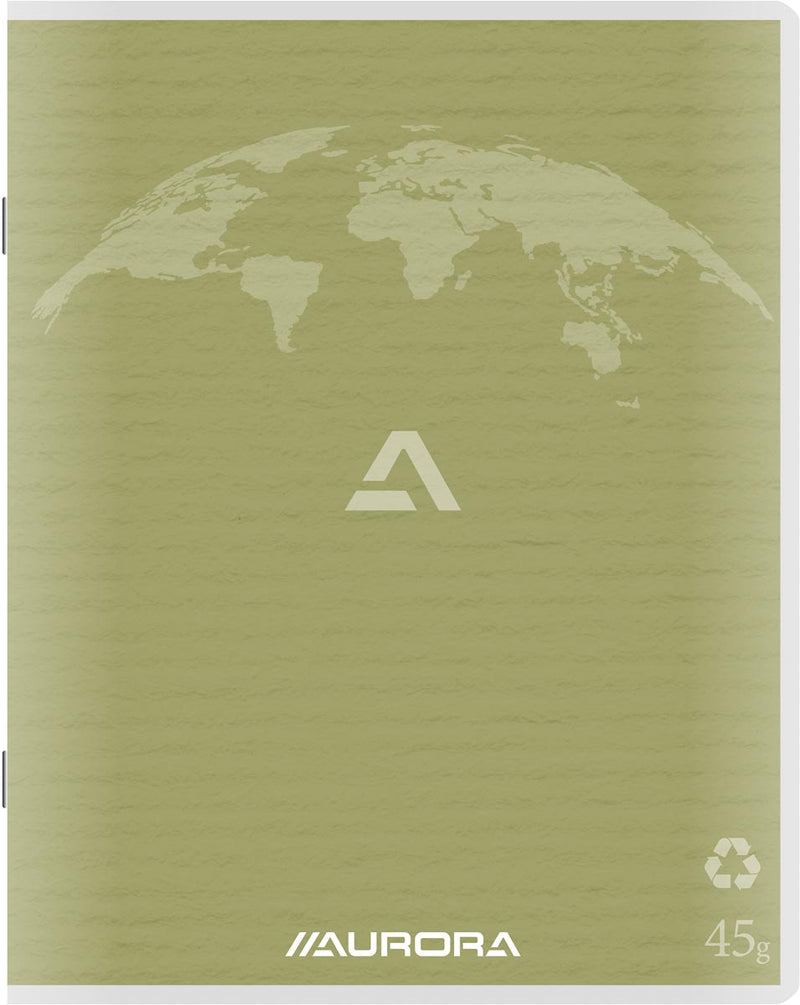 Aurora - Carnet d'écriture de 45 pages en papier recyclé, 200 pages, ligné, vert mousse