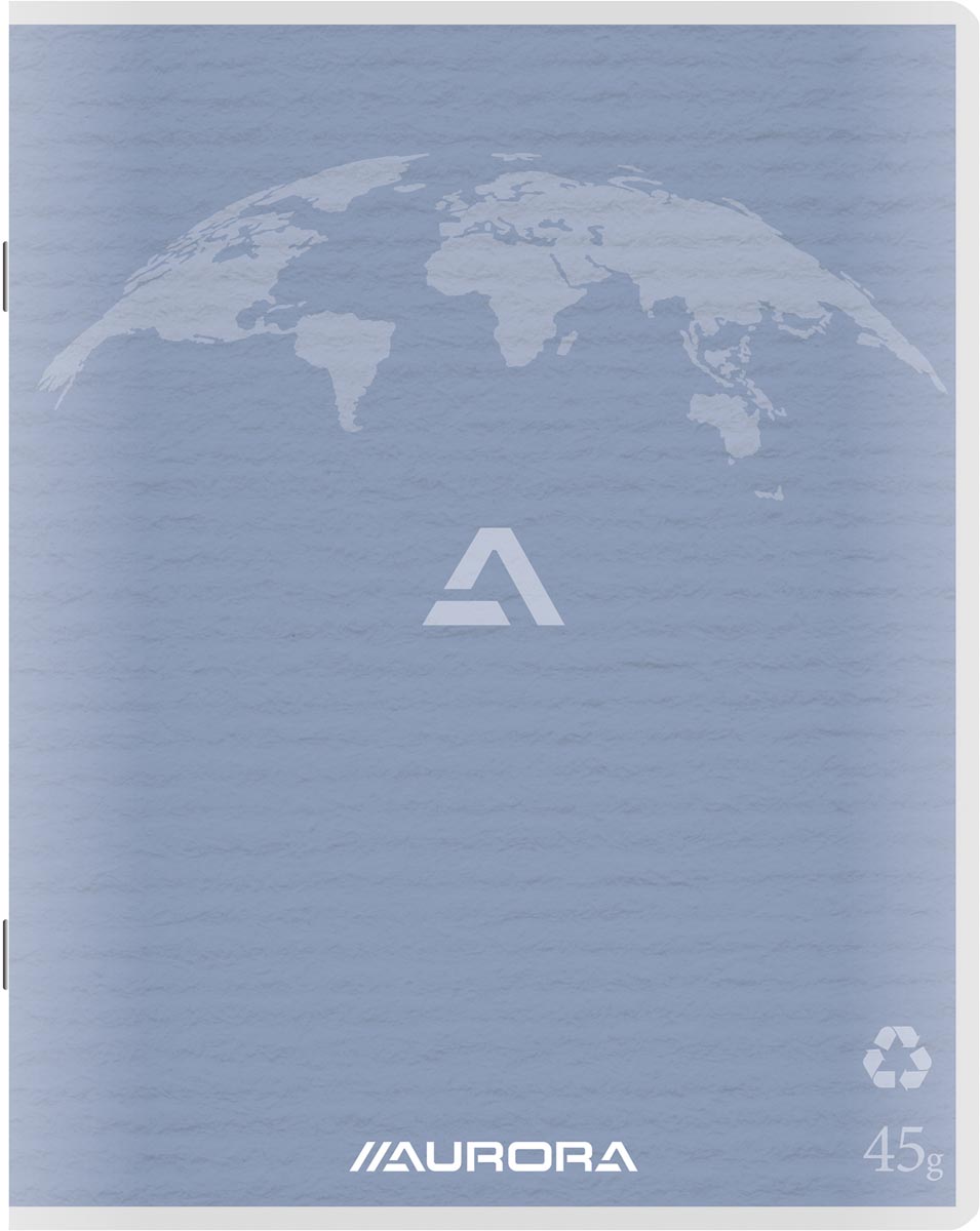 Aurora - Carnet Writing 45 en papier recyclé, 200 pages, quadrillé 5 mm, bleu clair