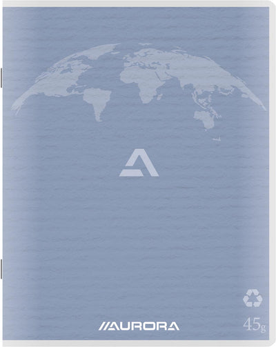 Aurora - Carnet Writing 45 en papier recyclé, 200 pages, quadrillé 5 mm, bleu clair
