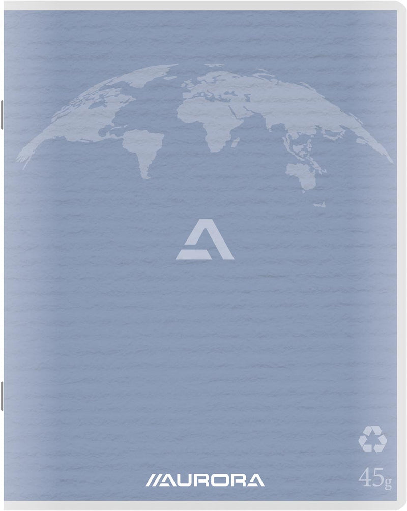 Aurora - Carnet Writing 45 en papier recyclé, 200 pages, quadrillé 5 mm, bleu clair