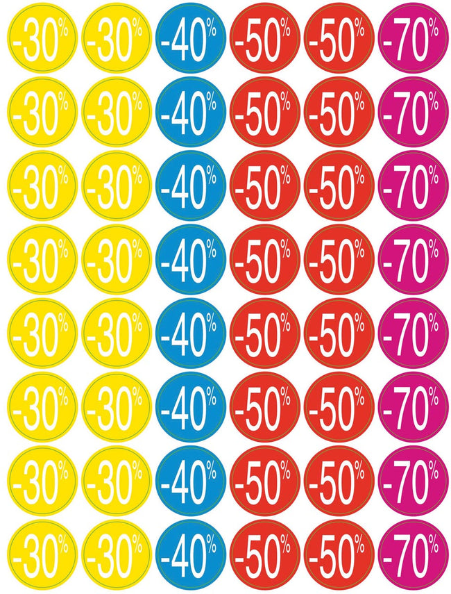 Apli -  Agipa kortinglabel van -30% tot -70%, geassorteerde kleuren