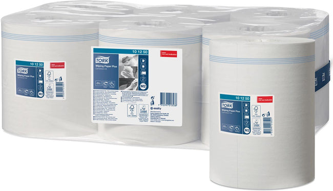 Tork – Advanced Wiping Plus Reinigungspapier, Mitteleinzug, 2-lagig, System M2, weiß, Packung mit 6 Rollen