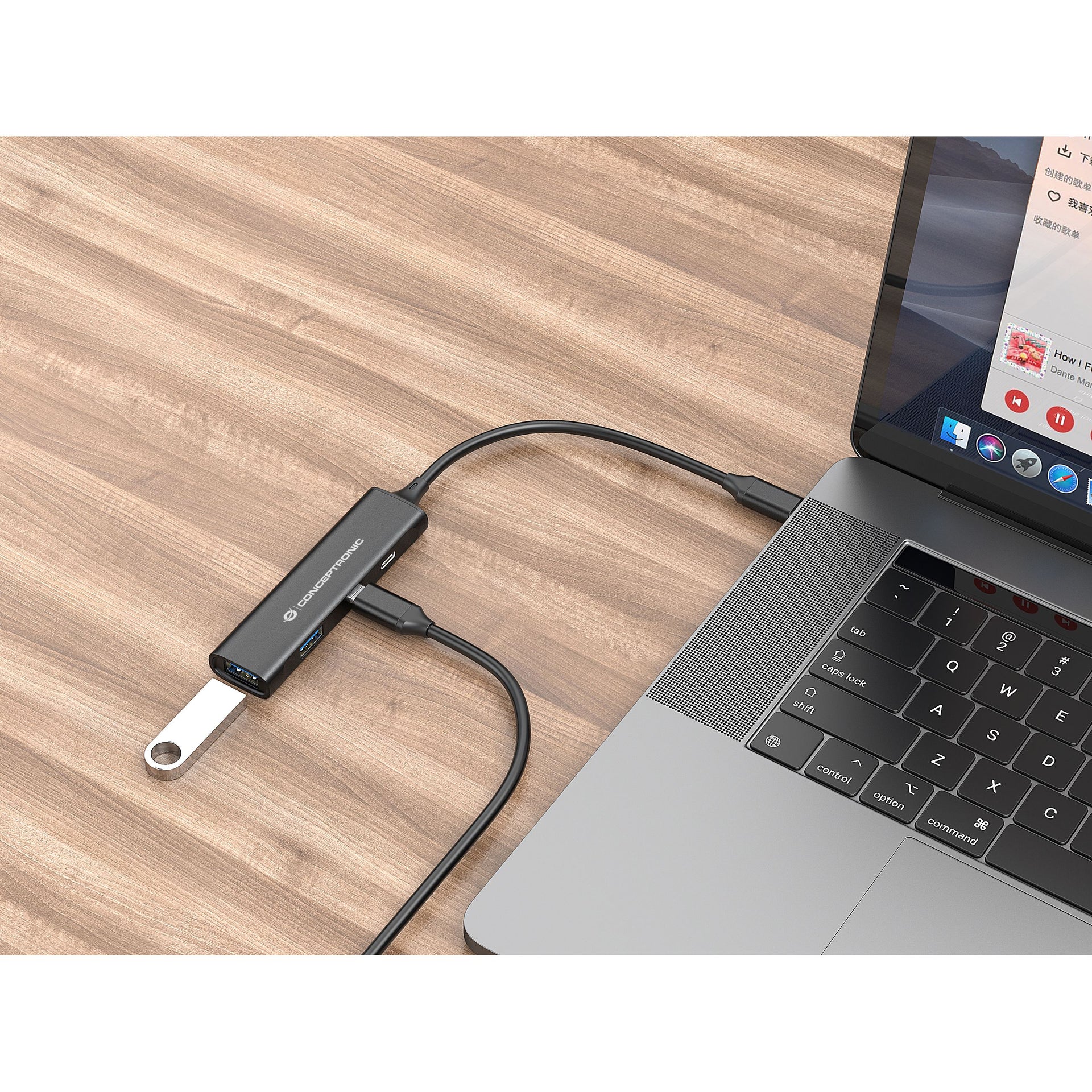 CONCEPTRONIC -   HUBBIES12B interface hub USB 3.2 Gen 1 (3.1 Gen 1) Type-C 5000 Mbit/s Zwart
