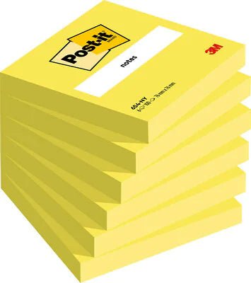 Post-it - Bloc-notes 654 76x76mm jaune fluo 100 feuilles | 6 pièces