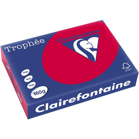 Clairefontaine -  Trophée Intens, gekleurd papier, A4, 160 g, 250 vel, kersenrood