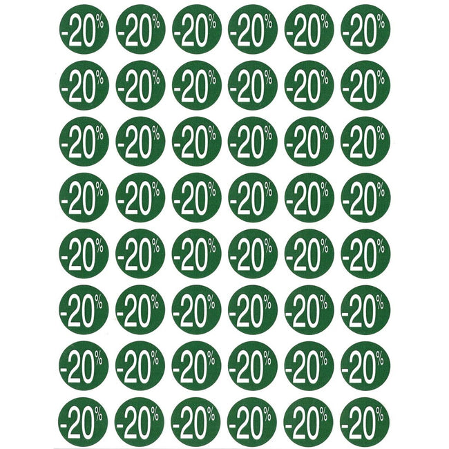 Apli -  Agipa Kortinglabel -20%, groen, pak van 192 stuks, verwijderbaar