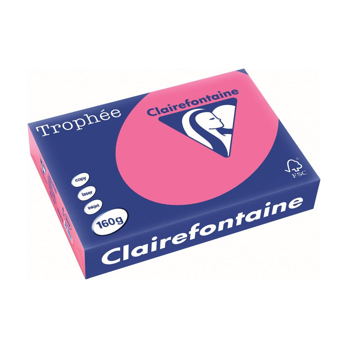 Clairefontaine - Trophée intensiv, farbiges Papier, A4, 160 g, 250 Blech, Fuchsia