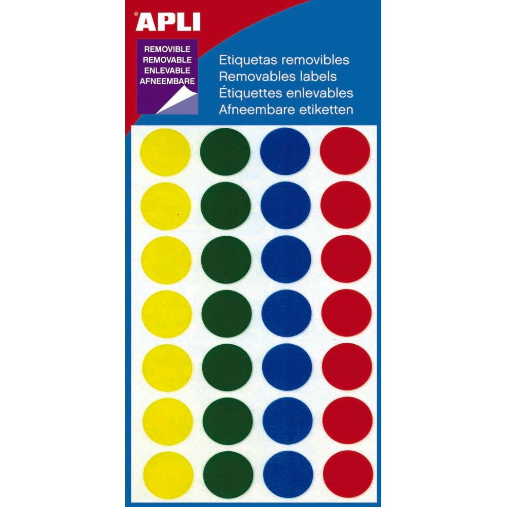 Apli - Ablösbare Etiketten Kreis 15 mm (B x H), 112 Stück