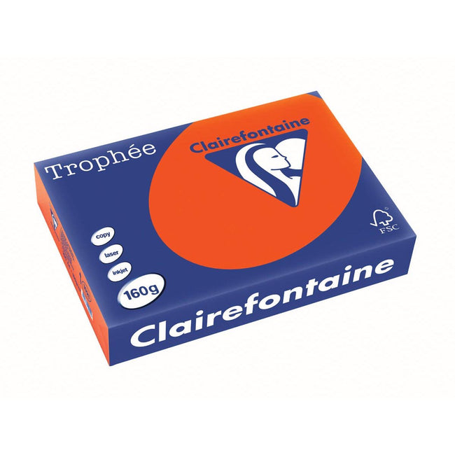 Clairefontaine - Trophée Intens, papier coloré, A4, 160 g, 250 feuilles, rouge cardinal
