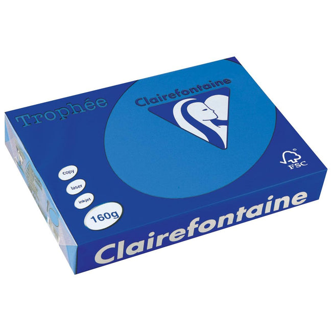 Clairefontaine - Trophée Intens, papier coloré, A4, 160 g, 250 feuilles, turquoise