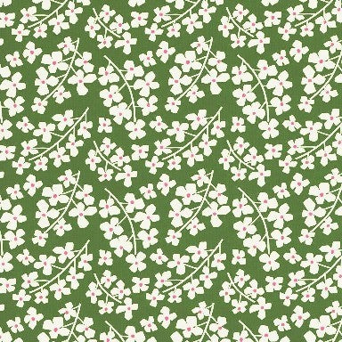 Klika - Papier-cadeau - Papier cadeau - Daisy vert sur blanc côtelé 30 cm